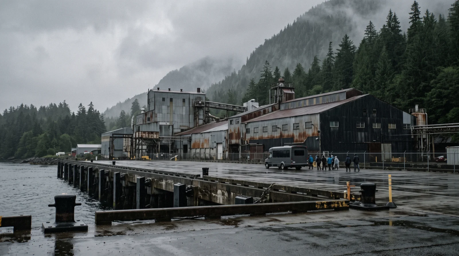 The cruise pier and converted mill buildings at Ward Cove, Ketchikan